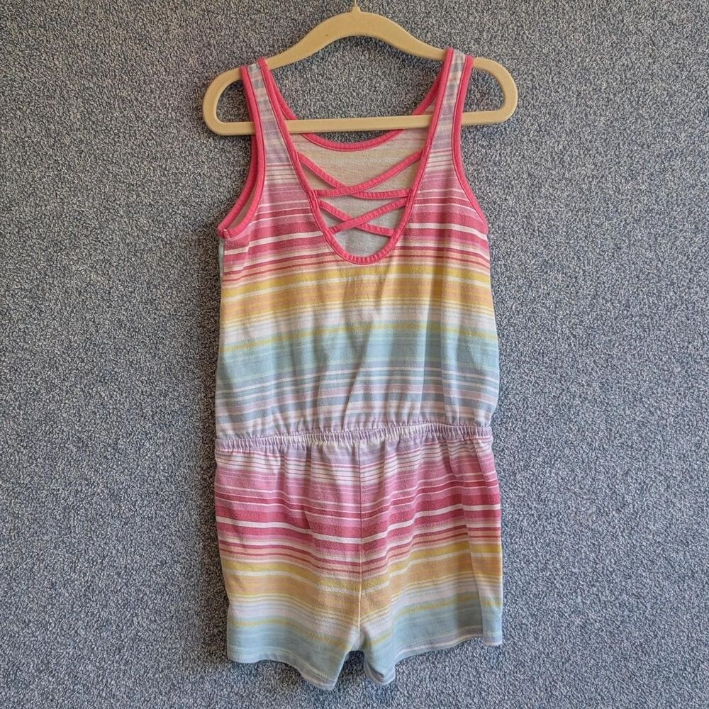 The Children's Place Girls Size Small 5/6 Rainbow Stripe Sleeveless Romper - Picture 3 of 6